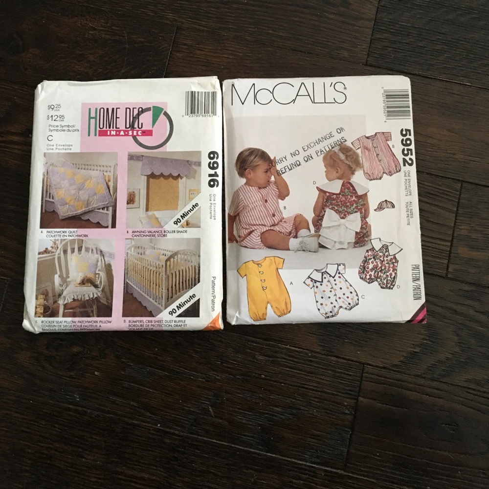 McCall’s Sewing Patterns for Babies #6916 & #5952  2 Patterns count as 1